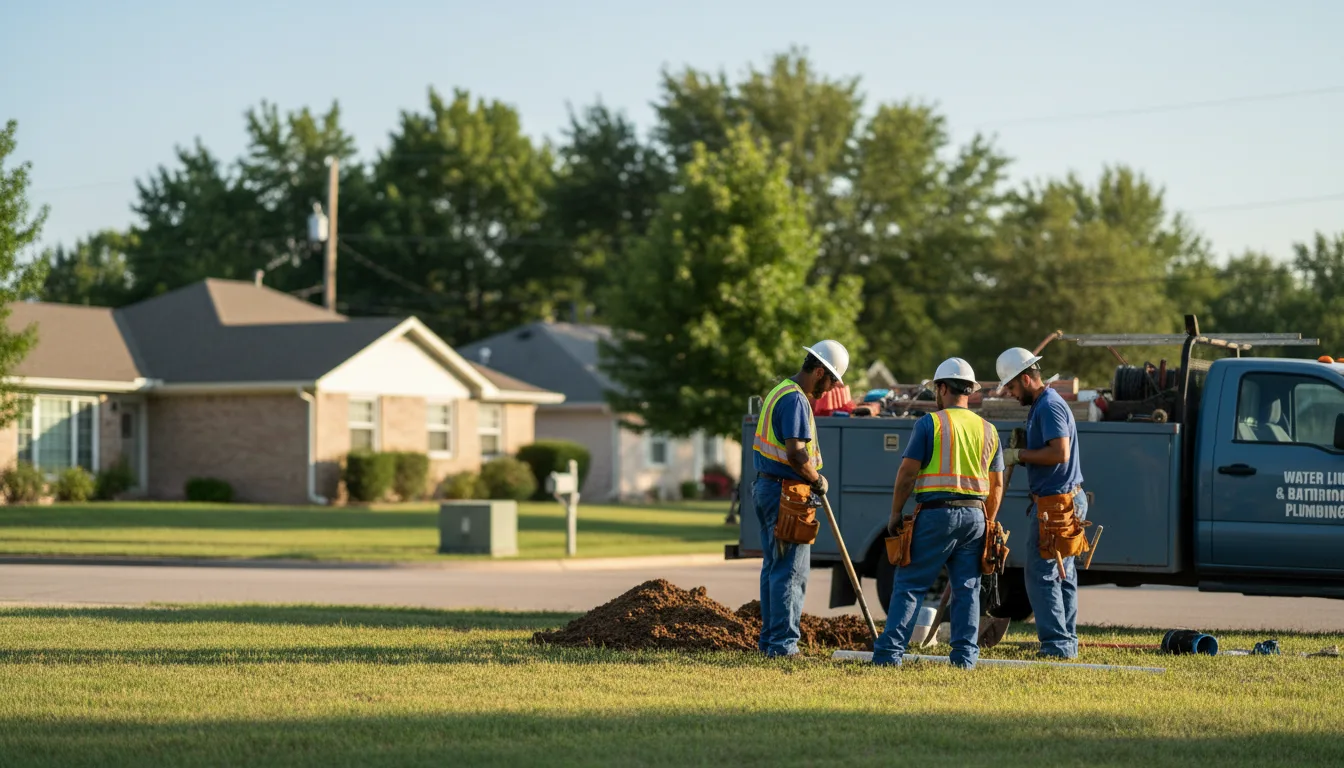 Residential water line and bathroom plumbing service in Lansing, IA